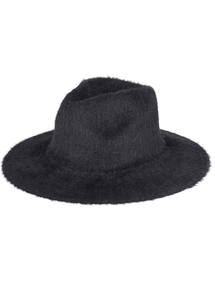 Black fedora hat fuzzy festival winter boho rocker 