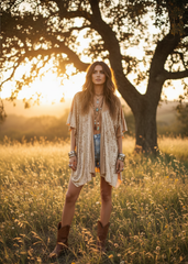 Women's gold velvet kimono ruana festival outfit layering piece