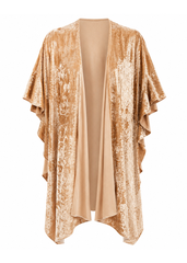 Gold crushed velvet kimono open front boho duster cardigan for women