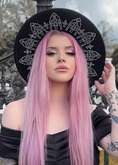 black goth alternative clothing moon fern hat summer beach gothic bat castlecore medieval fantasy royalcore fairytale cottagecore 