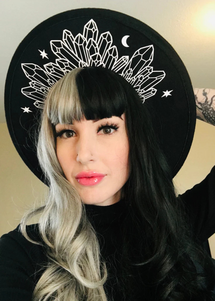 black goth alternative clothing moon fern hat summer beach gothic bat castlecore medieval fantasy royalcore fairytale cottagecore 