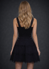 Gothic Corset Dress - Black Lace Mini Dress