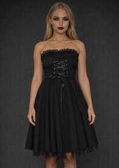 Strapless Gothic Dress with Corset Lacing