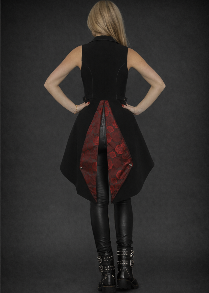 Black Goth Tail Vest | goth vest Women's | Gothic Vampire Jacket | Pretty Attitude Black Goth Tail Vest | goth vest Women's | Gothic Vampire Jacket | Pretty Attitude