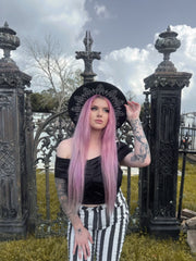 black goth alternative clothing moon fern hat summer beach gothic bat castlecore medieval fantasy royalcore fairytale cottagecore 