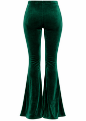 green velvet bell bottoms 70s flare pants high-waisted festival wear concert outfit 