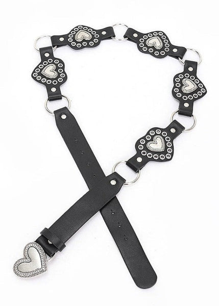 Heart buckle vintage chain belt with chunky link design country style