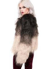 black white ombre shaggy jacket faux fur boho rockstar wife rocker winter festival 