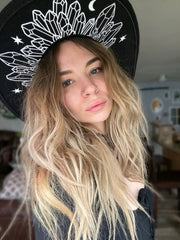black goth alternative clothing moon fern hat summer beach gothic bat castlecore medieval fantasy royalcore fairytale cottagecore 