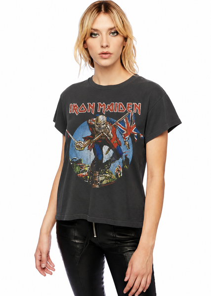 Iron Maiden The Trooper Tour Band Tee  – Oversized Vintage Graphic Shirt in Dark Grey