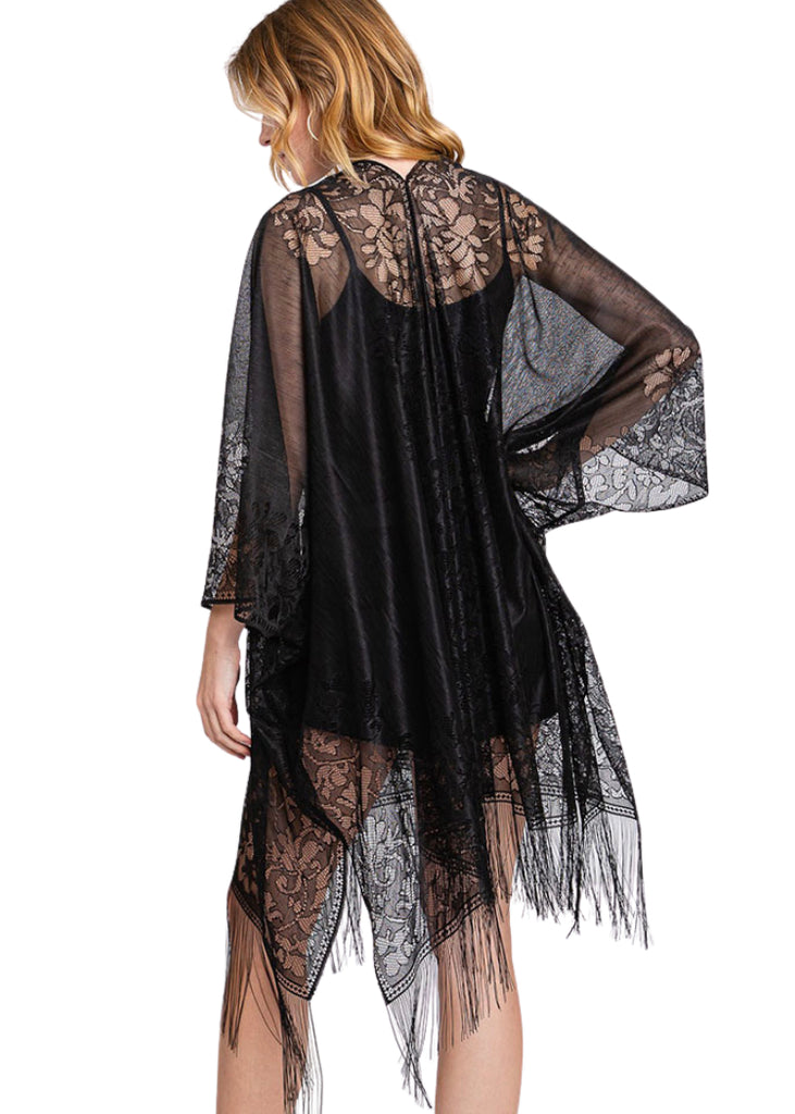 Black Lace Kimono | Fringe Kimono | Lace Duster | Boho Kimono | Pretty Attitude Black Lace Kimono | Fringe Kimono | Lace Duster | Boho Kimono | Pretty Attitude