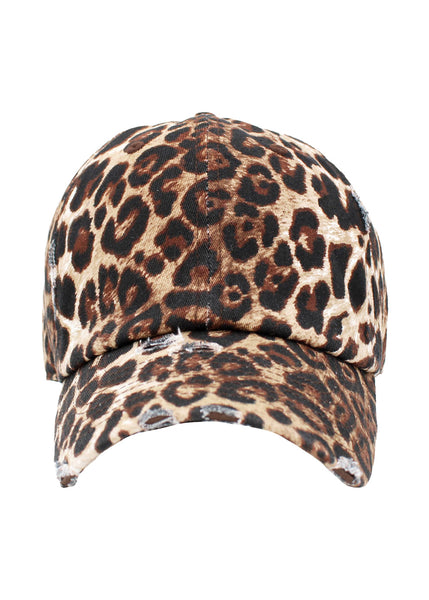 Brown leopard pattern baseball cap, trendy animal print hat for casual streetwear outfits