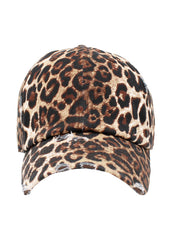 Brown leopard pattern baseball cap, trendy animal print hat for casual streetwear outfits