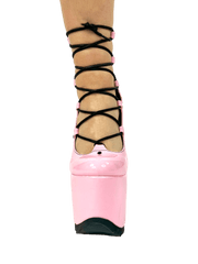 YRU LUCID PINK/BLACK Lace Up Chunky Platform Shoes