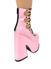 YRU LUCID PINK/BLACK Lace Up Chunky Platform Shoes