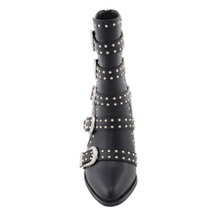 Step It Up Women's Black Buckle Up Boots with Studded Bling