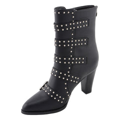 Step It Up Women's Black Buckle Up Boots with Studded Bling