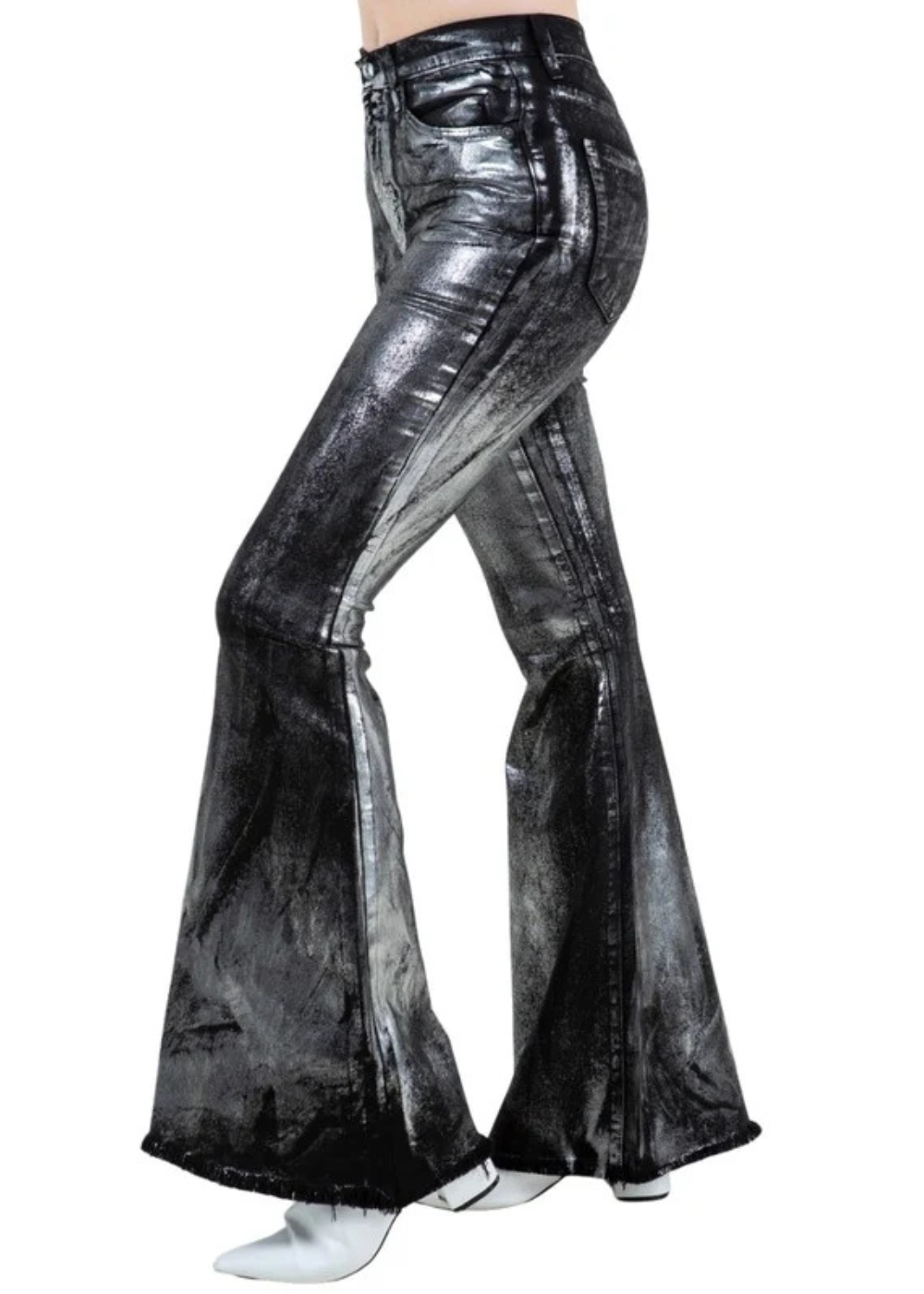 Metallic Bell Bottom Jean Black | metallic bell bottoms