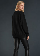 Back view of black moth and moon gothic sweatshirt