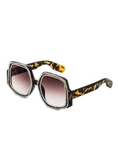 Crystal pave oversized sunglasses with rhinestone embellishments - front view

