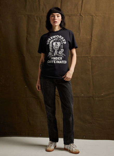 Pyknic Coffee Skull Metal hand T-shirt womens graphic festival rocker 