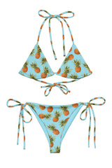Tropical pineapple bikini swimsuit with vintage inspired string bikini design perfect for beach vacations and poolside summer outfits