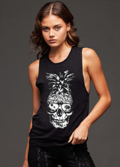 pineapple skull gothic goth tank top womens alternative clothing beach summer vacation rocker alternative clothing edgy 