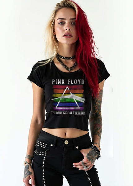 Cropped Pink Floyd Band Shirt perfect for concerts, rock music lovers and alternative fashion
