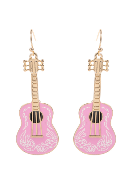 Pink Acoustic Guitar Earrings Acoustic