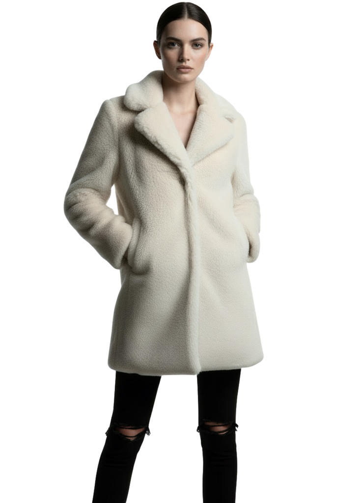 Boho Dream plush faux fur shaggy jacket in frost white - Pretty Attitude