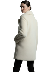 Boho luxe shaggy faux fur jacket full length view in natural frost - Pretty Attitude