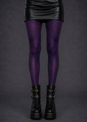 Purple high shine tights with glossy silk-look finish – gothic alternative hosiery for women | Pretty Attitude