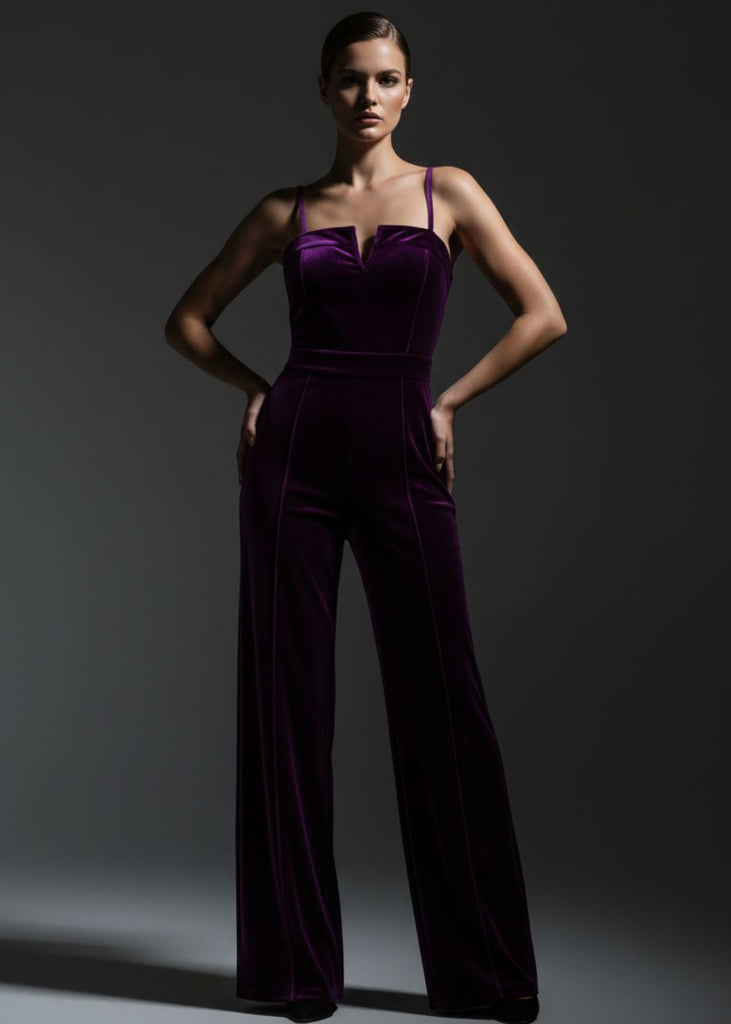 Ärmelloser Pailletten-Overall mit Hose mit weitem Bein