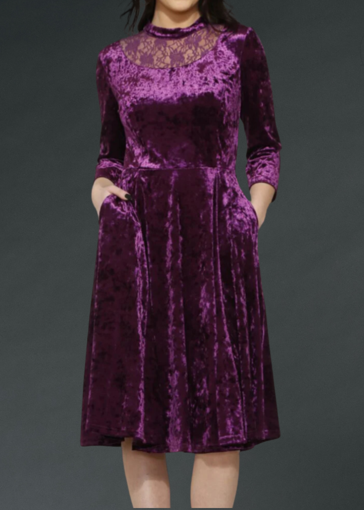 Purple Velvet Gothic Dress | Purple Velvet Swing Dress | Purple Dress