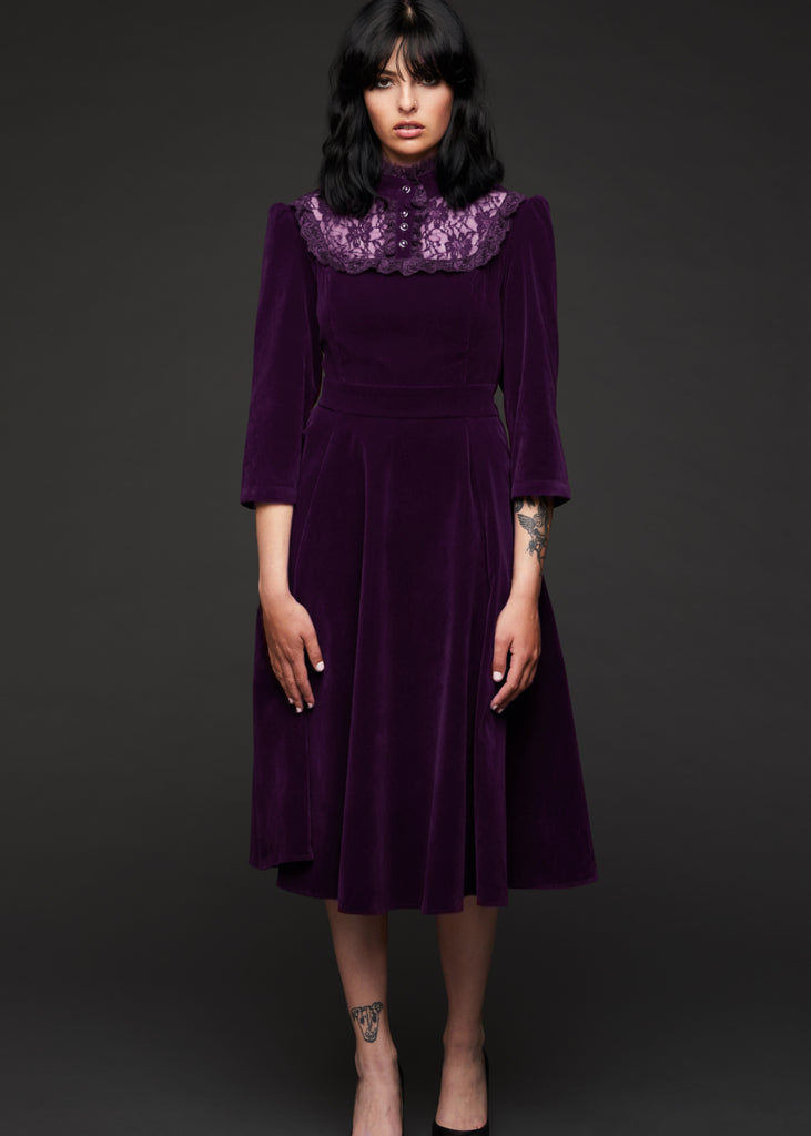 Still Loving You Purple Velvet Gothic Dress - US 6 / Purple Still Loving You Purple Velvet Gothic Dress - US 6 / Purple