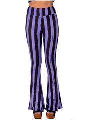 purple black striped flare pants 