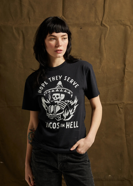 Pyknic Womens T-shirt tacos Mexican skull fire rocker punk tattooed 