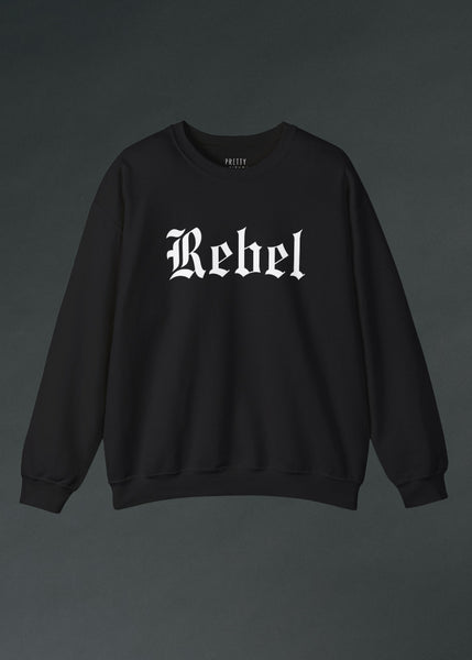 Gothic black rebel sweater, alternative punk rock sweatshirt with dark edgy design