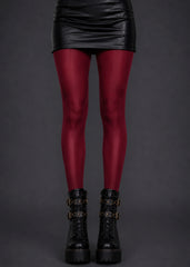 Burgundy high shine tights glossy silk-look hosiery for women by Pretty Attitude