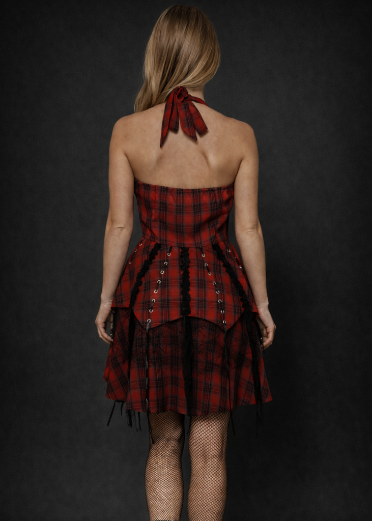 red black checkered dress Delores Red and Black Plaid Dress – Pink House Boutique main image 0