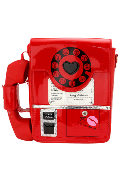 red telephone crossbody bag