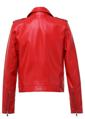 Red Leather Moto Jacket Vegan festival concert wear going out club rocker Rockstar wife 