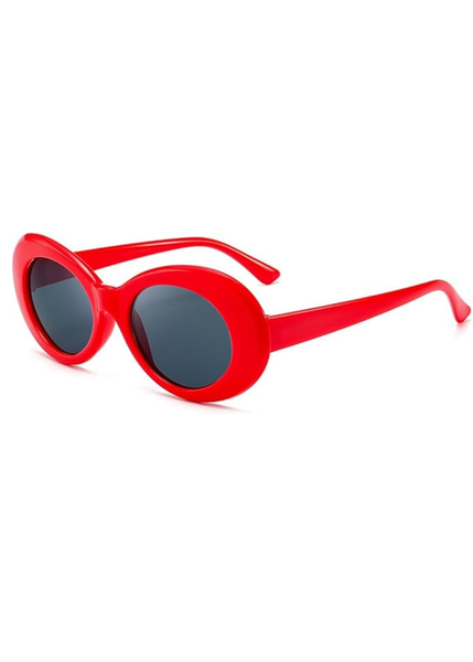 Red oval retro 70s sunglasses with tinted lenses for women festival fashion