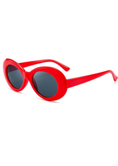 Red oval retro 70s sunglasses with tinted lenses for women festival fashion