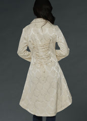 Ivory Victorian Gothic coat with corset lacing back and bell sleeves for women plus size cosplay costume jacket