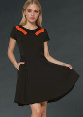 Black gothic swing dress with collar and pockets, Halloween emo dress for alternative fashion outfits and spooky goth style