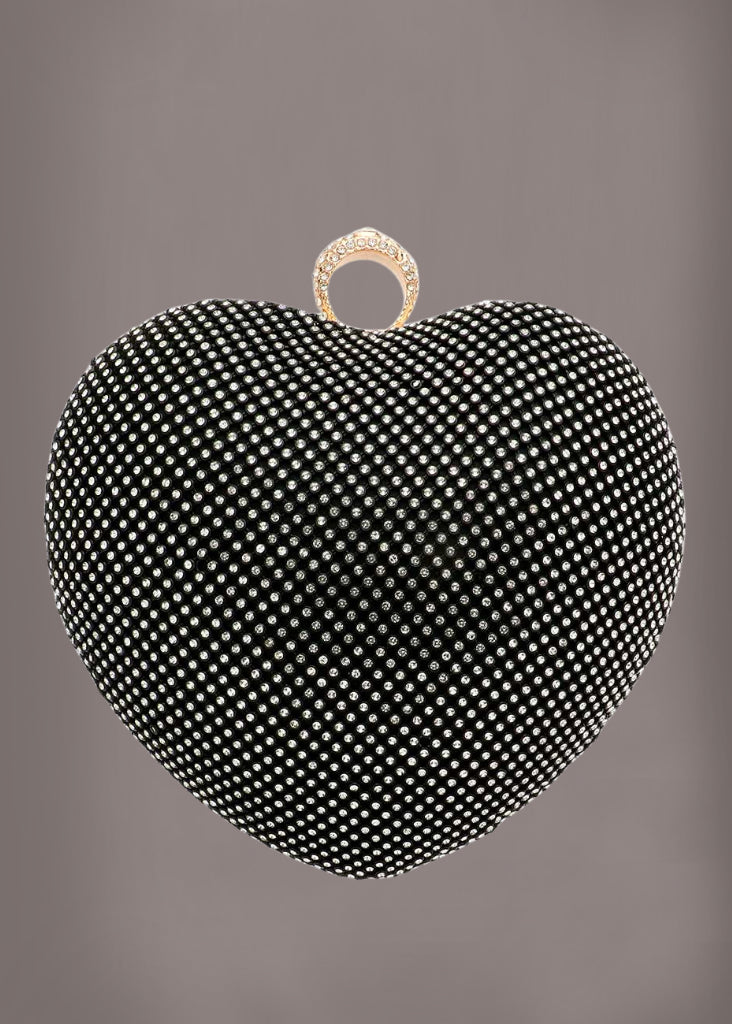 rhinestone heart clutch