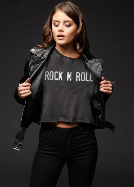 cropped rock n roll shirt