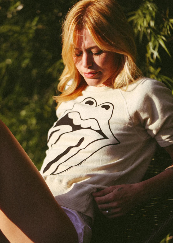 Rolling Stones ivory raglan tee organic cotton vintage band t-shirt front view