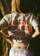 Rolling Stones organic cotton raglan sleeve detail ivory vintage tee